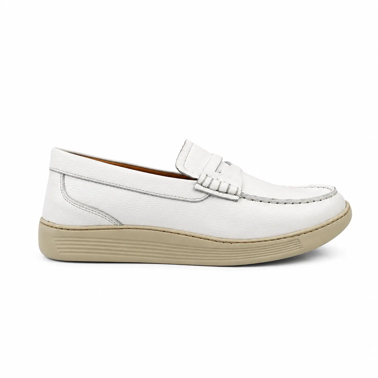 Moccasin pour homme confort R110 Blanc cuir miniature